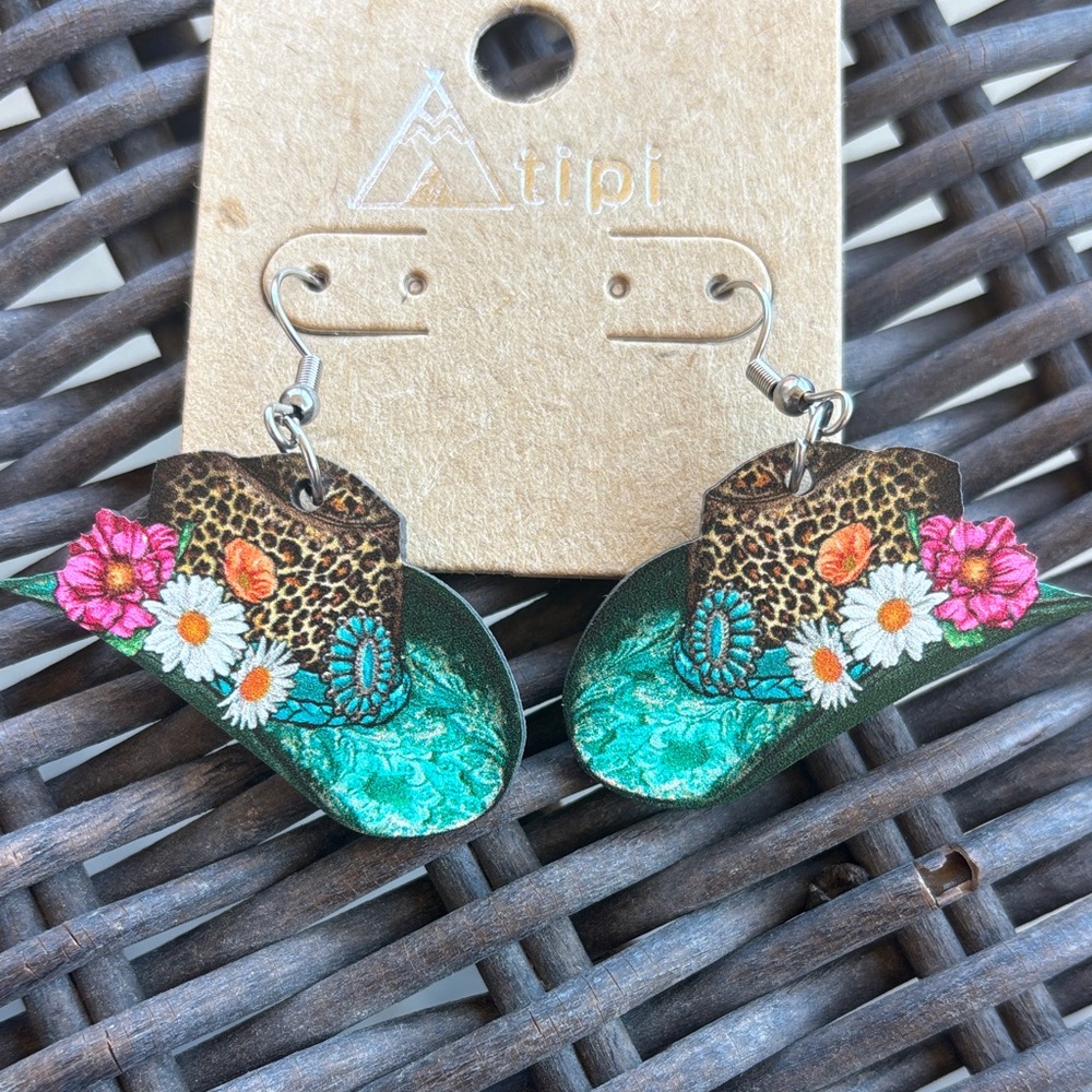 Tipi Floral Cowboy Hat Earrings